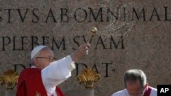 Giáo hoàng Phanxicô giảng tại lễ Chủ nhật Lễ lá ở Quảng trường Thánh Phêrô, Vatican, 9/4/2017