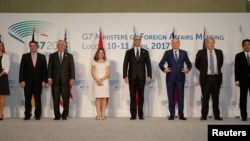 Ông Tillerson và các bộ trưởng ngoại giao G-7 ở Lucca, Ý, 11/4/2017.