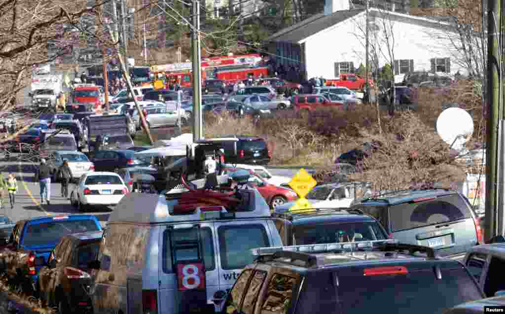 The scene at Sandy Hook Elementary School in Newtown, Connecticut, December 14, 2012.