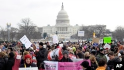 Biểu tình yêu cầu thắt chặt kiểm soát súng tại thủ đô Washington, ngày 26 tháng 1, 2013. (AP Photo/Susan Walsh)