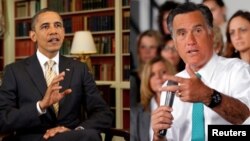 Tổng thống Obama (trái) và ông Mitt Romney