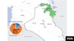 عراق میں شیعہ اور سنی کردوں کی آبادی کے علاقے