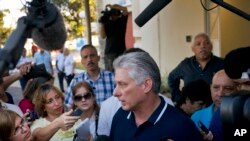 Chủ tịch Cuba Miguel Diaz-Canel phát biểu sau khi bỏ phiếu về Hiến pháp mới