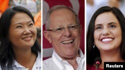 Ba ứng cử viên tổng thống Peru (từ trái): Keiko Fujimori, Pedro Pablo Kuczynski và Veronika Mendoza.