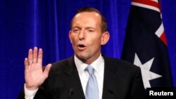 Nhà lãnh đạo đối lập Úc Tony Abbott tuyên bố chiến thắng trong cuộc bầu cử liên bang, Sydney, 7/9/2013