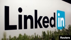 The logo for LinkedIn Corporation, a social networking networking website for people in professional occupations, is shown in Mountain View, California, Feb. 6, 2013. 