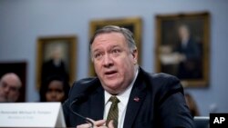 Ngoại trưởng Mỹ Mike Pompeo phát biểu trong phiên điều trần của tiểu ban Phân bổ ngân sách Hạ viện tại Điện Capitol, Washington, ngày 27 tháng 3, 2019.