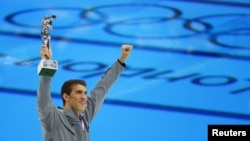 Michael Phelps tại Trung tâm Bơi lội ở Olympic London, 4/8/2012