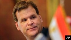 Ngoại trưởng Canada John Baird trong cuộc họp báo chung với Ngoại trưởng Ai Cập Sameh Shukri tại Cairo, ngày 15/1/2015.