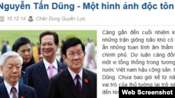 Một bài viết về Thủ tướng Việt Nam Nguyễn Tấn Dũng trên trang 'Chân dung quyền lực'.