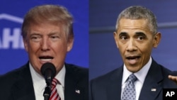 Tỷ phú Donald Trump (trái) và Tổng thống Mỹ Barack Obama.