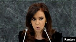 Tổng thống Argentina Cristina Fernandez đọc diễn văn trước Đại hội đồng LHQ tại New York, ngày 24/9/2013.